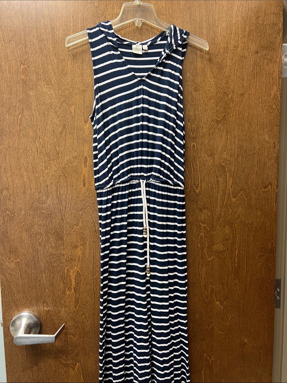 Saint Tropez West Navy and White Stripe Sleeveless Maxi Dress